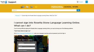 I cannot sign into Rosetta Stone Language Learning Online. What can ...