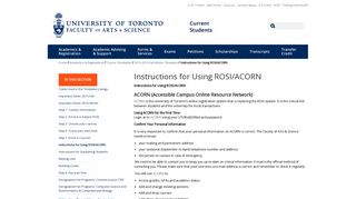 Instructions for Using ROSI/ACORN — Current Students