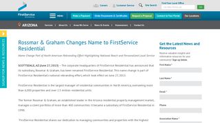 Rossmar & Graham Changes Name to FirstService Residential
