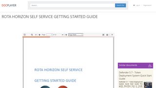 ROTA HORIZON SELF SERVICE GETTING STARTED GUIDE - PDF