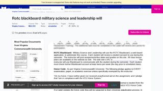 ROTC Blackboard Military Science and Leadership will use the ROTC ...