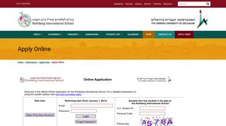 Online Application Log In | Rothberg International School