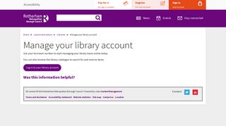 Manage your library account - Rotherham Council
