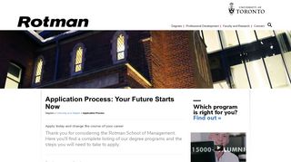 Application Process: Your Future Starts Now - Rotman School of ...