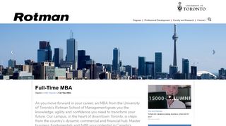 Full-Time MBA - Rotman School of Management