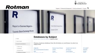 Databases by Subject - Rotman School of Management