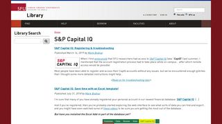 S&P Capital IQ | SFU Library