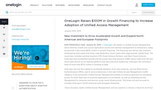 OneLogin Raises $100M in Growth Financing to Increase Adoption of ...