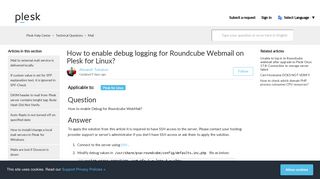 How to enable debug logging for Roundcube Webmail on Plesk for ...