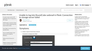 Unable to log into RoundCube webmail in Plesk: Connection to ...