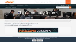 Webmail Login Failure | Correct login information | cPanel Forums