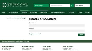 Roundhay School - Secure Area Login