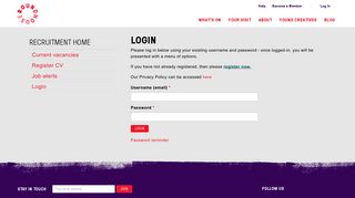 Login Page - Current vacancies - Roundhouse