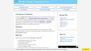 Find Router IP Address - 192.168.1.1