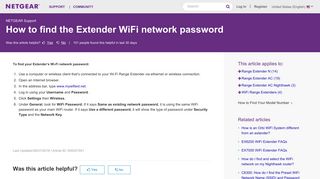 How to find the Extender WiFi network password | Answer | NETGEAR ...
