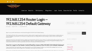 192.168.1.254 Router Login – 192.168.l.254 Default Gateway – WGZZ ...