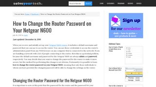 How to Change the Router Password on Your Netgear N600 - Solve ...