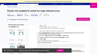 Router NOT enabled to watch for login Attacks b Use the login block ...