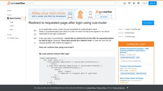 Redirect to requested page after login using vue-router - Stack ...