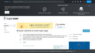 Browser redirects to router login page - Super User