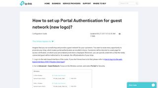 How to set up Portal Authentication for guest network (new logo)? | TP ...
