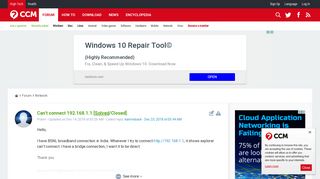 Can't connect 192.168.1.1 [Solved] - Ccm.net