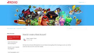 How do I create a Rovio Account? – Rovio Support Page