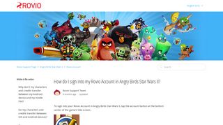 How do I sign into my Rovio Account in Angry Birds Star Wars II ...