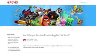 How do I register for a Rovio Account in Angry Birds Star Wars II ...