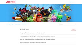 Rovio Account – Rovio Support Page