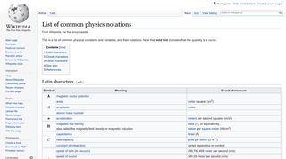 List of common physics notations - Wikipedia