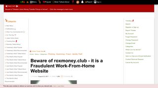 Beware of roxmoney.club - it is a Fraudulent Work-From-Home Website