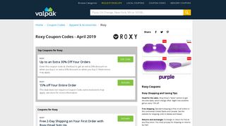 7 Roxy Coupons & Promo Codes Available - February 14, 2019 - Valpak