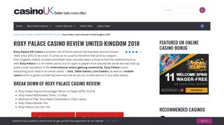Roxy Palace UK Casino - A £350 Welcome Bonus - Casino UK