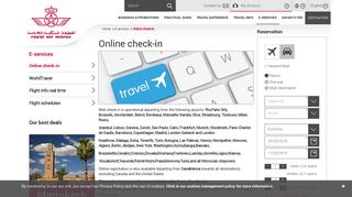 Web check-in, Check-in on line - Royal Air Maroc