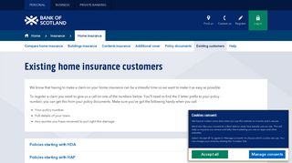 Bank of Scotland | Existing customers | Home insurance