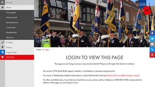Login to view this page - Royal British Legion
