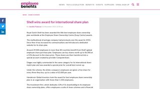 Shell wins award for international share plan - Employee Benefits