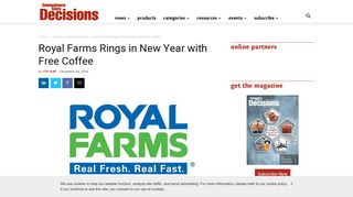 Royal Farms Rings in New Year with Free Coffee - Convenience Store ...