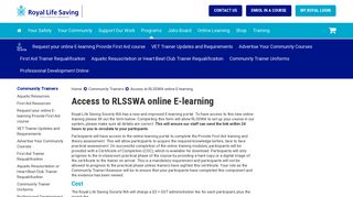 Access to RLSSWA online E-learning - Royal Life Saving WA