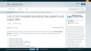 List of UK hospitals providing free patient and visitor WiFi | Jisc ...