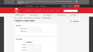 I require a copy invoice - form | Royal Mail Group Ltd