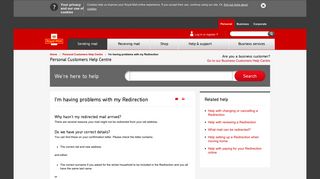 Having problems with your Redirection - Royal Mail
