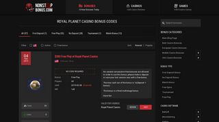 Royal Planet Casino Bonus Codes - NONSTOPBONUS.COM