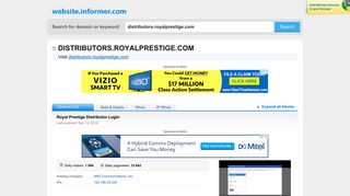 distributors.royalprestige.com at WI. Royal Prestige Distributor Login