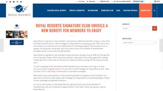 Royal Resorts Signature Club unveils a new benefit for members to ...