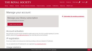 Manage subscription account | Royal Society