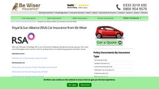 Royal & Sun Alliance (RSA) Car Insurance from Be Wiser