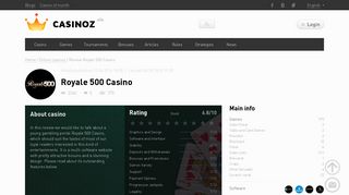 Review online Royale 500 Casino, player reviews at Casinoz