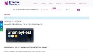 SHANLEYFEST 2018 - Creative Manitoba